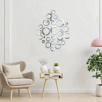 3D Ring 42 Silver Acrylic mirror for wall decor