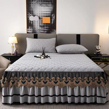 3PC Set of Royal Velvet Bedspread with Decorative Ruffled Skirt