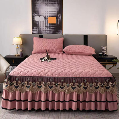 3PC Set of Royal Velvet Bedspread with Decorative Ruffled Skirt