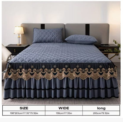 3PC Set of Royal Velvet Bedspread with Decorative Ruffled Skirt