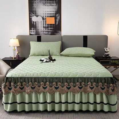 3PC Set of Royal Velvet Bedspread with Decorative Ruffled Skirt